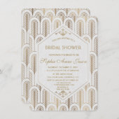 Art Deco White Gold Brautparty Einladung (Vorne/Hinten)