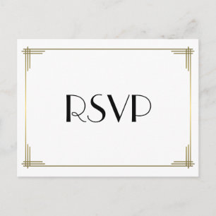 Art Deco White Great Gatsby Wedding RSVP Postkarte