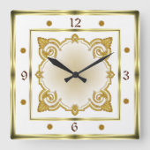 Art Deco White Quadratische Wanduhr (Vorderseite)