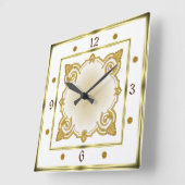 Art Deco White Quadratische Wanduhr (Winkel)