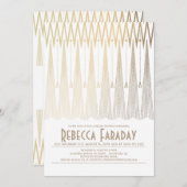 Art Deco White und Gold Gatsby Brautparty Einladung (Vorne/Hinten)