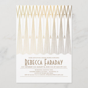 Art Deco White und Gold Gatsby Brautparty Einladung