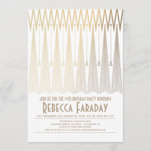 Art Deco White und Gold Gatsby Geburtstagsparty Einladung