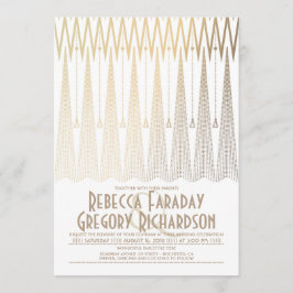 Art Deco White und Gold Geometrische Hochzeit Einladung