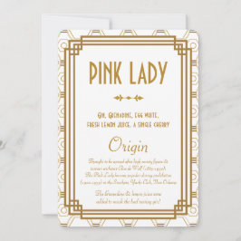 Art Deco White Wedding Drinks Cards