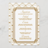 Art Deco White Wedding Menu Cards Menükarte (Vorne/Hinten)