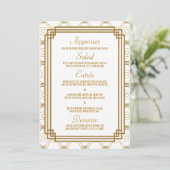 Art Deco White Wedding Menu Cards Menükarte (Stehend Vorderseite)