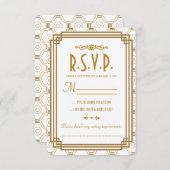 Art Deco White Wedding RSVP Cards (Vorne/Hinten)