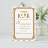 Art Deco White Wedding RSVP Cards (Stehend Vorderseite)