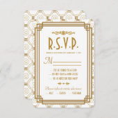 Art Deco White Wedding RSVP Cards (Vorne/Hinten)