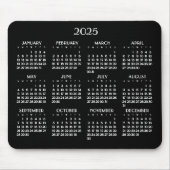 Art Deco White Yearly Calendar 2025 Mousepad (Vorne)