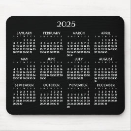 Art Deco White Yearly Calendar 2025 Mousepad