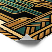 Art Deco Wild Horse Beach Sunset Teal Orange Poster (Ecke)