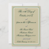 Art Deco William Morris Floral Green Wedding Einladung (Rückseite)