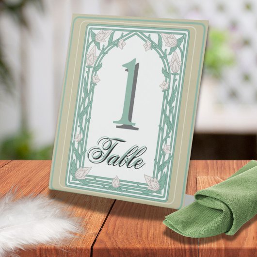 Art Deco William Morris Floral Green Wedding Sockelschild