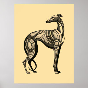 Art Deco Windhund in Vintage-Farbpalette Poster