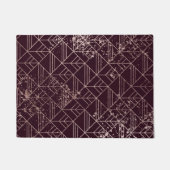 Art Deco Wine Red Gold Geometric Retro Muster Fußmatte (Vorderseite)