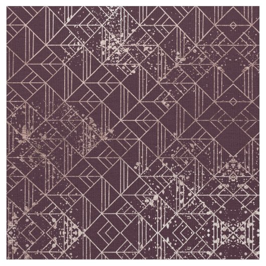 Art Deco Wine Red Gold Geometric Retro Muster Stoff (Nahaufnahme)