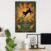 Art Deco Winged Mystical Cat Wall Art Poster (Heimbüro)
