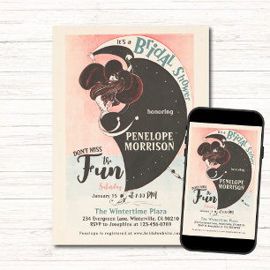 Art Deco Winter Woman Skaten Brautparty Einladung