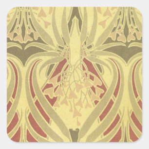 Art Deco Wirbel abstrakt vintage Muster Kunst Quadratischer Aufkleber