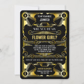Art Deco wird mein Blumenmädchen Gold & Black sein Einladung (Vorderseite)