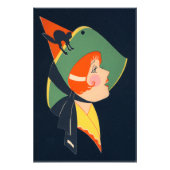 Art Deco Witch Hat Black Cat Fotodruck (Vorne)