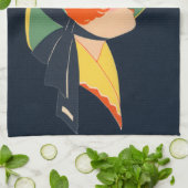 Art Deco Witch Hat Black Cat Geschirrtuch (Gefaltet)