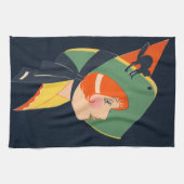 Art Deco Witch Hat Black Cat Geschirrtuch (Horizontal)