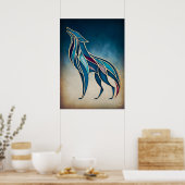 Art Deco Wolf-Geist Abstracte Geometrische Tierkun Poster (Küche)