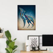 Art Deco Wolf-Geist Abstracte Geometrische Tierkun Poster (Heimbüro)
