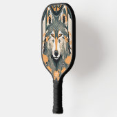 Art Deco Wolf Personalisiert Pickleball Paddle (Links)