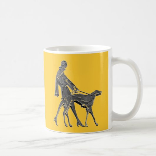 Art Deco Woman and Dog Kaffeetasse (Rechts)