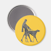 Art Deco Woman and Dog Magnet (Vorderseite/Rückseite)