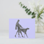 Art Deco Woman and Dog Postkarte (Stehend Vorderseite)