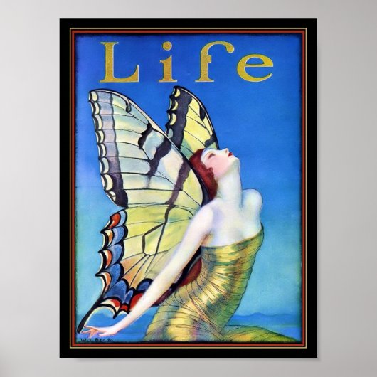 Art Deco Woman Butterfly Poster (Vorne)
