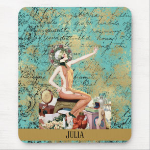 Art Deco Woman Personalized Mousepad