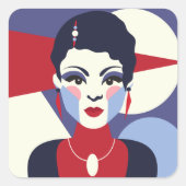 Art Deco Woman Portrait Square Sticker (Vorderseite)