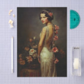 Art Deco Woman & Roses Portrait EZ8L Decoupage Seidenpapier (Handwerk)