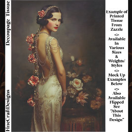 Art Deco Woman & Roses Portrait EZ8R Decoupage Seidenpapier