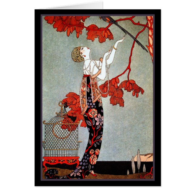 Art Deco Woman und Parrot (Vorne)