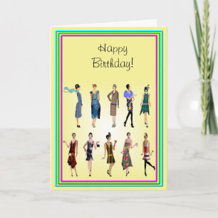 Art Deco Women High Fashion Happy Birthday Karte