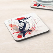 Art Deco Woodpecker Hard Plastik Untersetzer Set (Linke Seite)