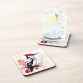 Art Deco Woodpecker Hard Plastik Untersetzer Set (Rechte Seite)