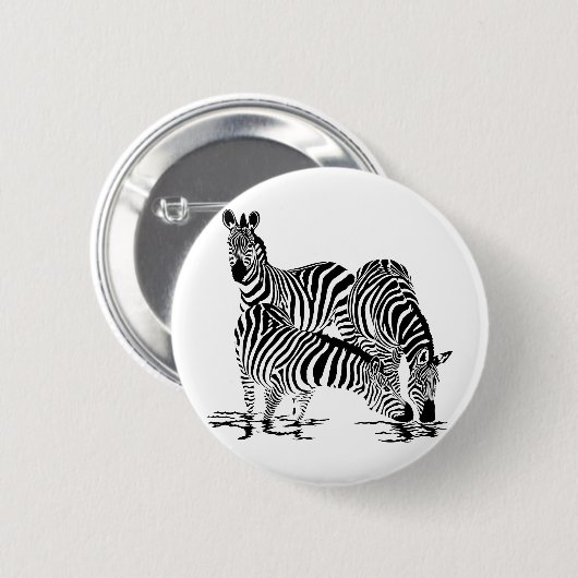 Art Deco Zebra Button (Vorne & Hinten)