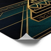 Art Deco Zen Bonsai Tree Mandala Gold Teal Poster (Ecke)