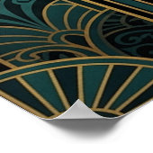 Art Deco Zen Film Meditation Gold & Teal Poster (Ecke)