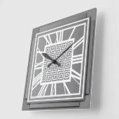 Art Déco, Zinngrau Quadratische Wanduhr (Winkel)