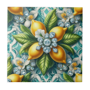 Art Deco Zitronen und Diamanten Fliese