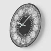 Art Deco Zodiac Zeichen| Silbergrau Große Wanduhr (Winkel)